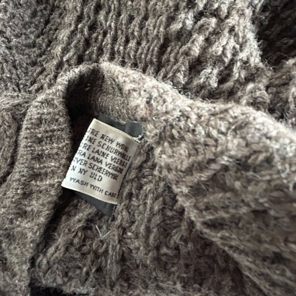 Vintage Norm Thompson Womens Wool Cable Knit Button Front Vest 38 Brown Pockets - Picture 4 of 8